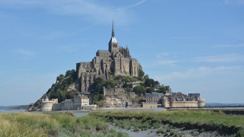 Mont Saint Michel Normandie Vy over Mont Saint Michel i Normandie